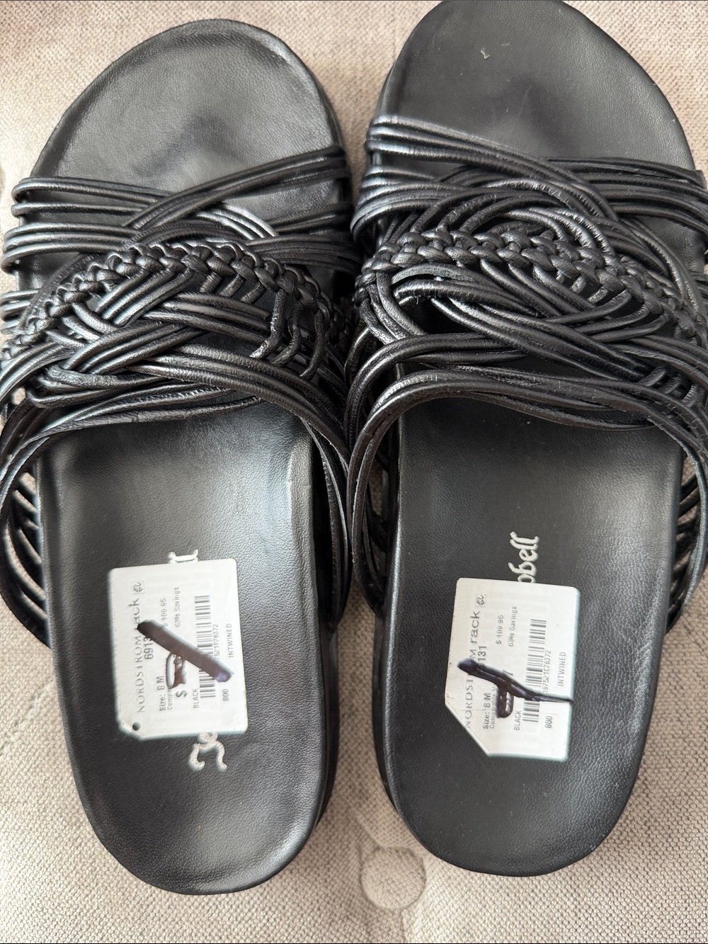 Jeffrey Campbell Black Braided Strap Slide Mules